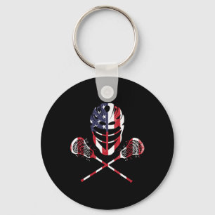 Lacrosse Amerikaanse Vlag Lax Helm Stokken 4 juli Sleutelhanger