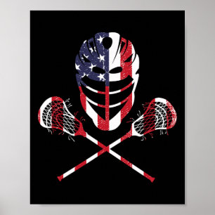 Lacrosse amerikaanse vlag Lax Helmet teken 4th of  Poster