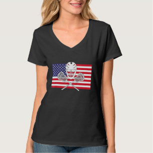 Lacrosse amerikaanse vlag Lax Helmet teken 4th of  T-shirt