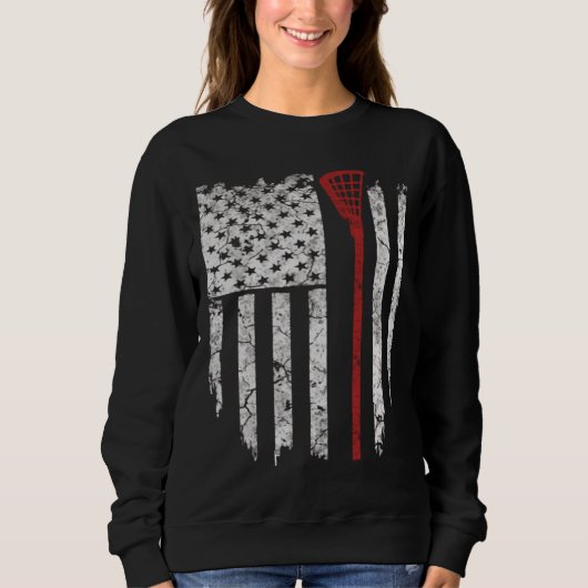 Lacrosse Amerikaanse vlag Mannen geschenken Trui (Voorkant)