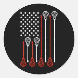 Lacrosse Amerikaanse vlag - USA Patriotic Lax Ronde Sticker