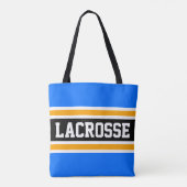 LACROSSE Athletic Bright Blue Black Yellow Stripes Tote Bag (Achterkant)