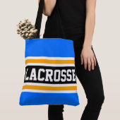 LACROSSE Athletic Bright Blue Black Yellow Stripes Tote Bag (Dichtbij)