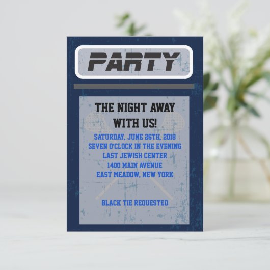 LACROSSE Bar Bat Mitzvah Uitnodigingskaart Kaart (Staand voorkant)