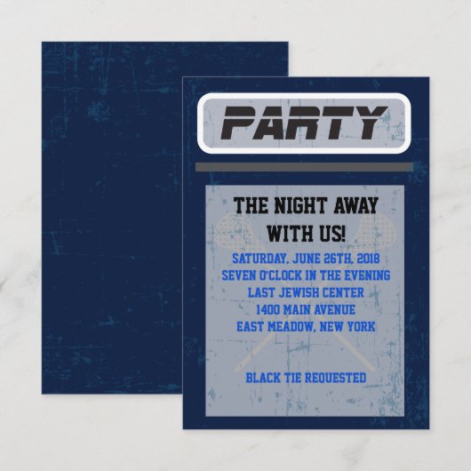 LACROSSE Bar Bat Mitzvah Uitnodigingskaart Kaart (Voorkant / Achterkant)