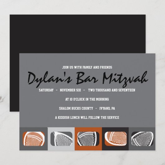 LACROSSE bar mitswa uitnodiging (Voorkant / Achterkant)