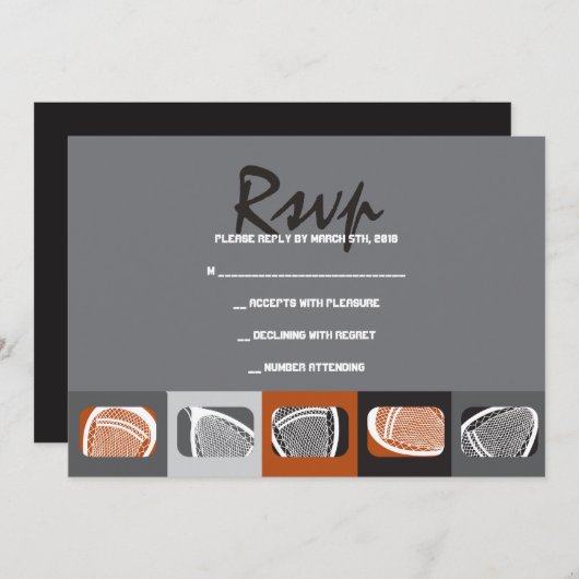 LACROSSE Bar Mitzvah Invitation Reply Kaart (Voorkant / Achterkant)