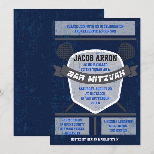 LACROSSE Bat Bar Mitzvah Uitnodiging (Voorkant / Achterkant)