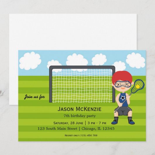 Lacrosse Birthday boy Kaart (Voorkant / Achterkant)