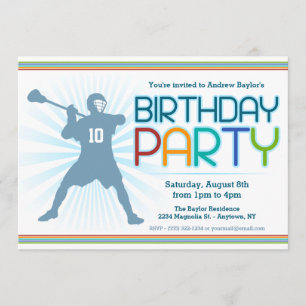 Lacrosse Birthday Party Invites - lax themed Kaart