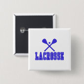 Lacrosse blauw vierkante button 5,1 cm (Voorkant /achterkant)