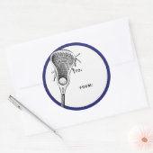 Lacrosse Blauwe Cadeautag Ronde Sticker (Envelop)