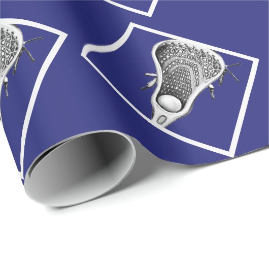 Lacrosse Blue Gift Wrapping Paper Cadeaupapier (Rol Hoek)
