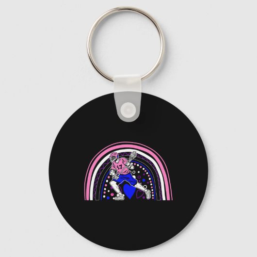 Lacrosse Boho Rainbow LGBT-Q Cool Genderfluid Prid Sleutelhanger (Voorkant)