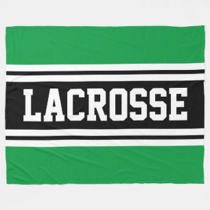 LACROSSE Bold Athletic Green Black White Stripes Fleece Deken