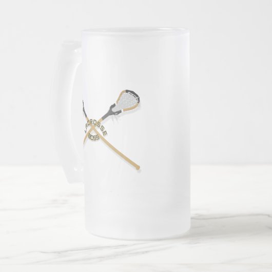 Lacrosse Boss Crossed Sticks Matglas Bierpul (Voorkant links)