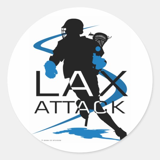 Lacrosse Boys LAX Attack Blue Ronde Sticker (Voorkant)