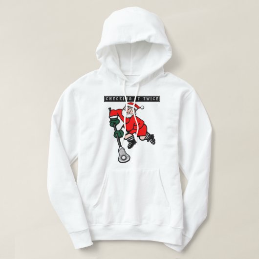 Lacrosse Checking It Twice T-shirt Hoodie (Design voorkant)
