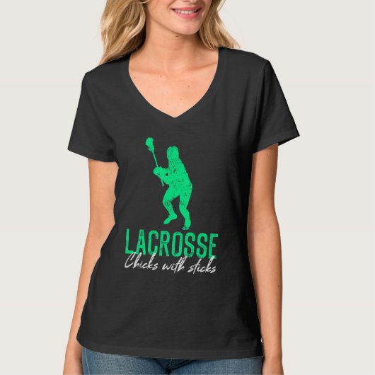Lacrosse Chicks With Sticks Lacrosse Women T-shirt (Voorkant)