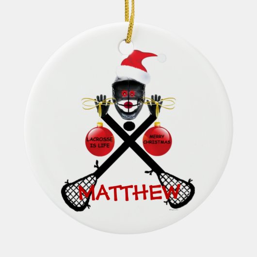 Lacrosse Christmas Cartoon Keramisch Ornament (Voorkant)