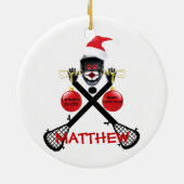 Lacrosse Christmas Cartoon Keramisch Ornament (Achterkant)