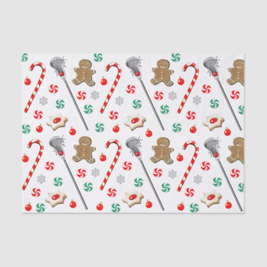 Lacrosse Christmas Pattern Tissue Paper Tissuepapier (Voorkant)
