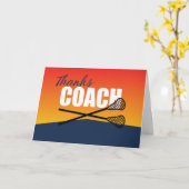 Lacrosse Coach Bedankt op blauw en Sinaasappel Kaart (Gele Bloem)