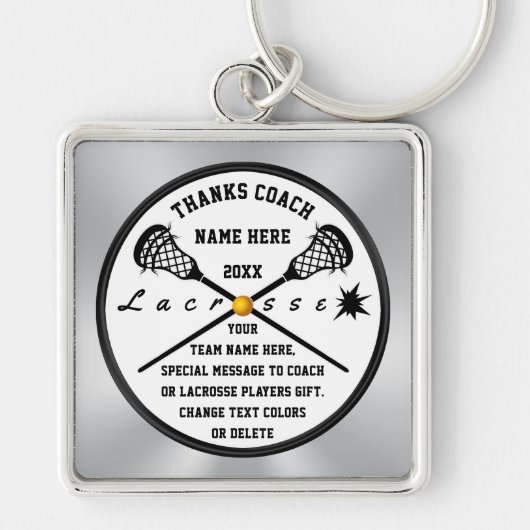 Lacrosse Coach Gifts, gepersonaliseerde lacrosse Sleutelhanger (Voorkant)