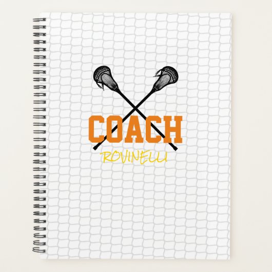 Lacrosse Coach Net Sport Team Kleuren Naam Planner (Voorkant)