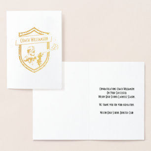 Lacrosse Coach of Sponsor Bedankt Banket Kaart