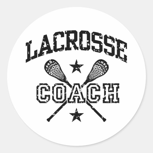 Lacrosse Coach Ronde Sticker (Voorkant)