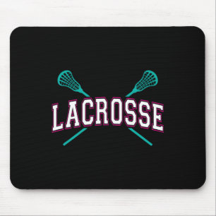 Lacrosse Crossed Sticks Lax Girly Blauwgroen Roze  Muismat