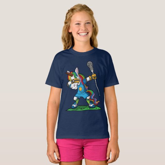 Lacrosse Dabbing Unicorn Dab LAX T-shirt (Voorkant volledig)