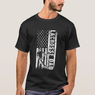 Lacrosse Dad American Flag Lax Dad Vaderdag T-shirt