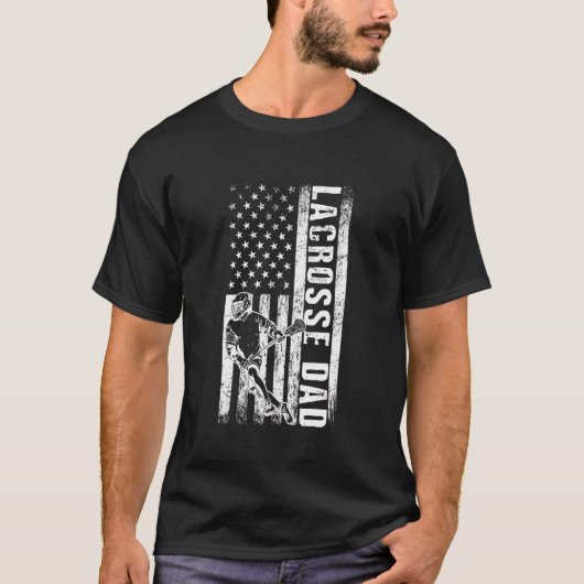 Lacrosse Dad American Flag Lax Dad Vaderdag T-shirt (Voorkant)