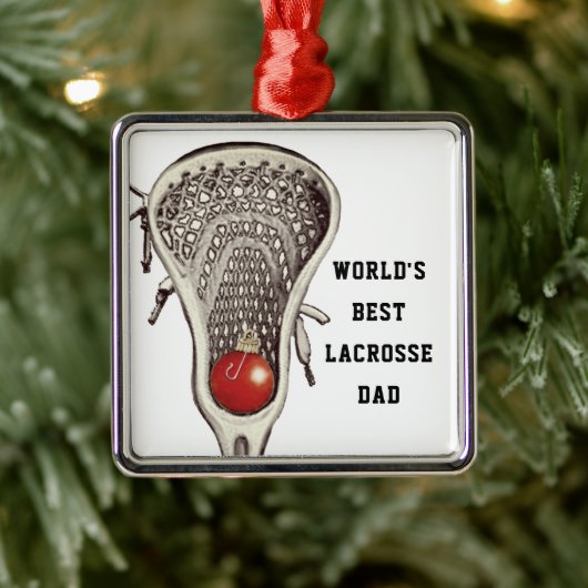 Lacrosse Dad Gift Metal Ornament (Boom)