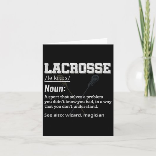 Lacrosse Definitie Voor Sportteam Lax Player Kaart (Voorkant)