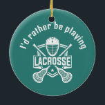 Lacrosse Design  Keramisch Ornament<br><div class="desc">Lacrosse Design Ceramic Ornament with customizable text and hat color.</div>