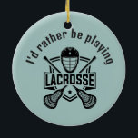Lacrosse Design  Keramisch Ornament<br><div class="desc">Lacrosse Design Ceramic Ornament with customizable text and background color.</div>