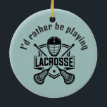 Lacrosse Design  Keramisch Ornament<br><div class="desc">Lacrosse Design Ceramic Ornament with customizable text and background color.</div>
