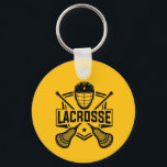 Lacrosse Design Sleutelhanger<br><div class="desc">Lacrosse Design Keychain with customizable text and background color.</div>