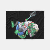 Lacrosse Dinosaur T Rex Met Lacrosse Stick Grappig Fleece Deken (Voorkant (Horizontaal))