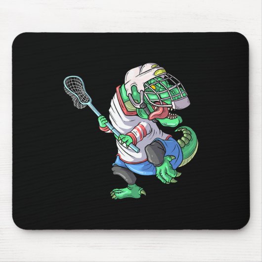 Lacrosse Dinosaur T Rex Met Lacrosse Stick Grappig Muismat (Voorkant)