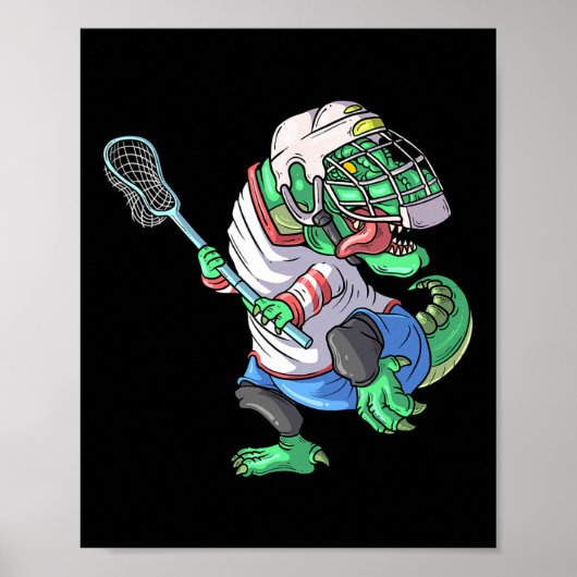 Lacrosse Dinosaur T Rex Met Lacrosse Stick Grappig Poster (Voorkant)
