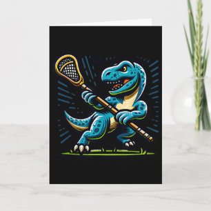 Lacrosse Dinosaur Trendy Sport Retro Grappig Voor Kaart