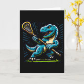 Lacrosse Dinosaur Trendy Sport Retro Grappig Voor Kaart (Gele Bloem)