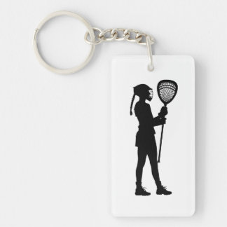 Lacrosse Doelman Silhouet Dubbelzijdige Sleutelhan Sleutelhanger