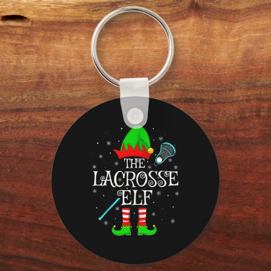 Lacrosse Elf Christmas Family Elf Squad Srts Playe Sleutelhanger (Voorkant)