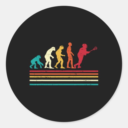 Lacrosse Evolution Retro Lax Player Goalie Mannen  Ronde Sticker (Voorkant)