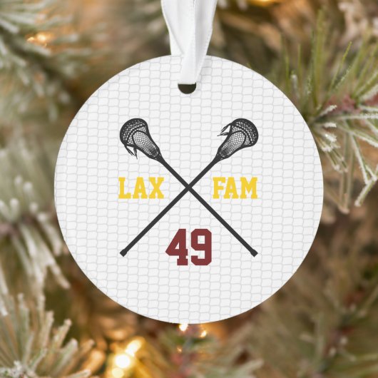 Lacrosse Family Sticks Netto Speler Nummer Foto Ornament (Boom)
